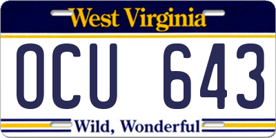 WV license plate OCU643