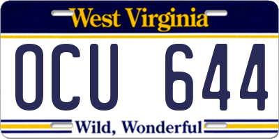 WV license plate OCU644