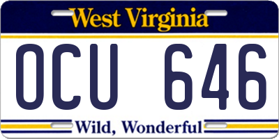 WV license plate OCU646