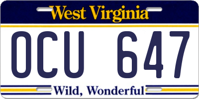 WV license plate OCU647