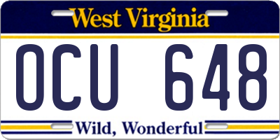 WV license plate OCU648