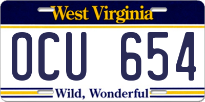 WV license plate OCU654