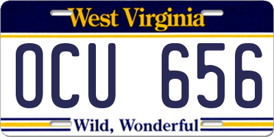 WV license plate OCU656