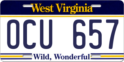 WV license plate OCU657
