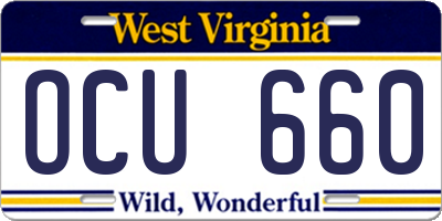 WV license plate OCU660