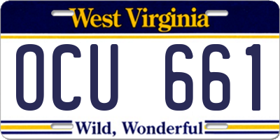 WV license plate OCU661