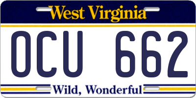 WV license plate OCU662