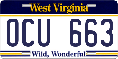 WV license plate OCU663
