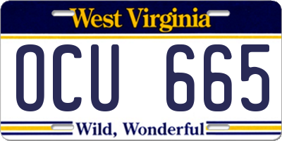 WV license plate OCU665
