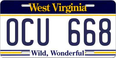 WV license plate OCU668