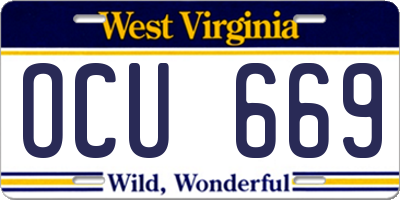 WV license plate OCU669