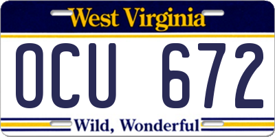 WV license plate OCU672