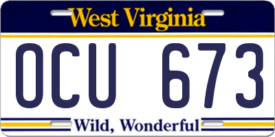 WV license plate OCU673