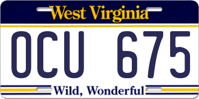 WV license plate OCU675