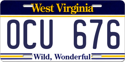 WV license plate OCU676