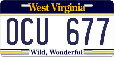 WV license plate OCU677