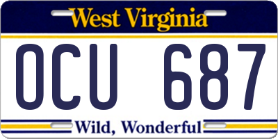 WV license plate OCU687