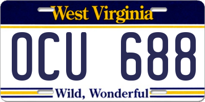 WV license plate OCU688