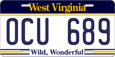 WV license plate OCU689