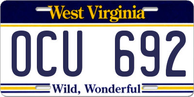 WV license plate OCU692