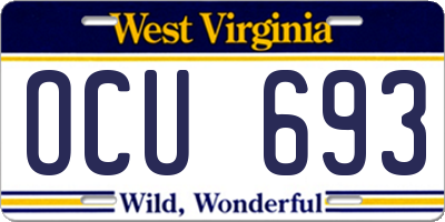 WV license plate OCU693