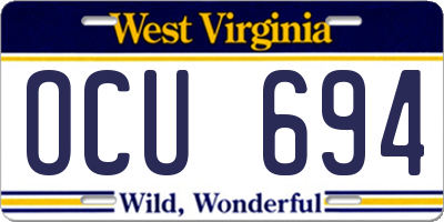 WV license plate OCU694