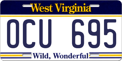 WV license plate OCU695
