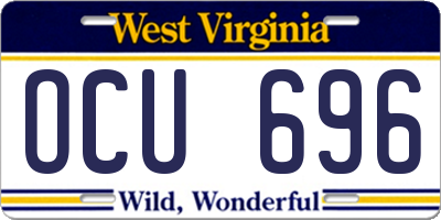 WV license plate OCU696