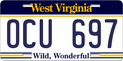 WV license plate OCU697