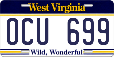 WV license plate OCU699