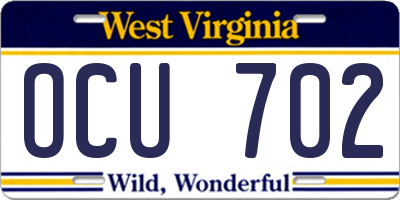 WV license plate OCU702