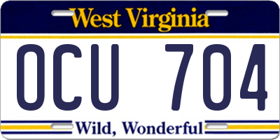 WV license plate OCU704