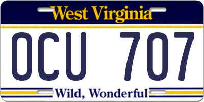 WV license plate OCU707