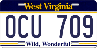 WV license plate OCU709