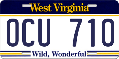 WV license plate OCU710