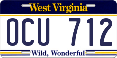 WV license plate OCU712