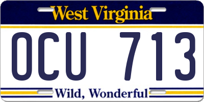 WV license plate OCU713