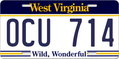 WV license plate OCU714