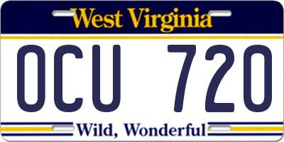 WV license plate OCU720
