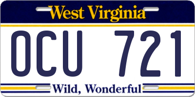 WV license plate OCU721