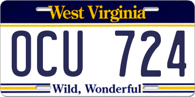 WV license plate OCU724