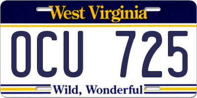 WV license plate OCU725