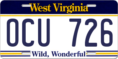 WV license plate OCU726