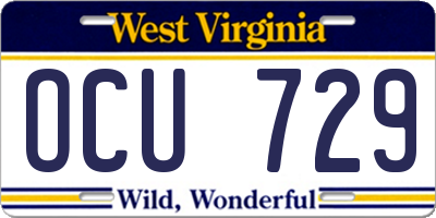 WV license plate OCU729