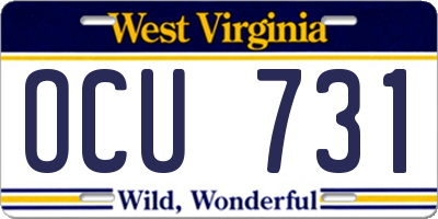 WV license plate OCU731