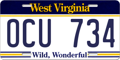 WV license plate OCU734