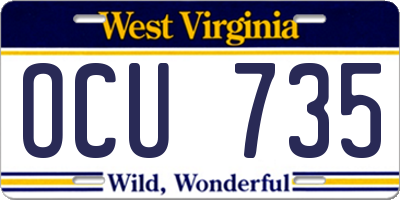 WV license plate OCU735