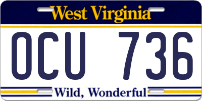 WV license plate OCU736