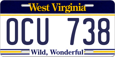 WV license plate OCU738