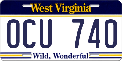 WV license plate OCU740